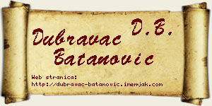 Dubravac Batanović vizit kartica